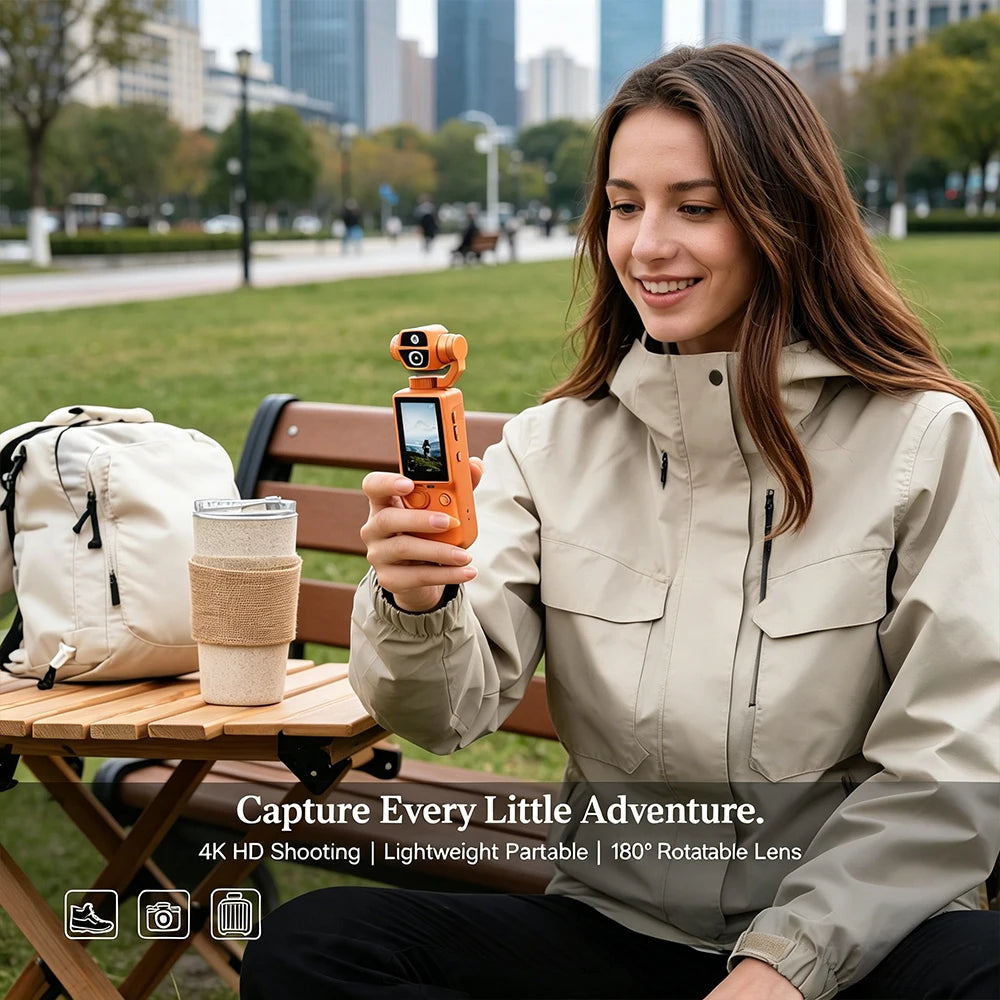 Q9 4K HD Pocket Video Camera Auto Focus 180° Rotatable Lens 32GB Outdoor Sports Vlog Cam for Meeting Travel Multi-color Option