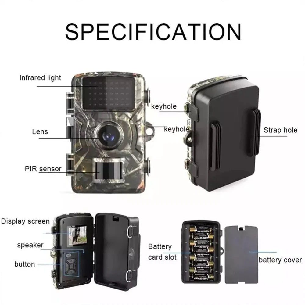 Mini Hunting Camera Wild Trail Game Cam Infrared Night Vision Outdoor Motion Activated Tracking Photo Trap Cam Wild Surveillance