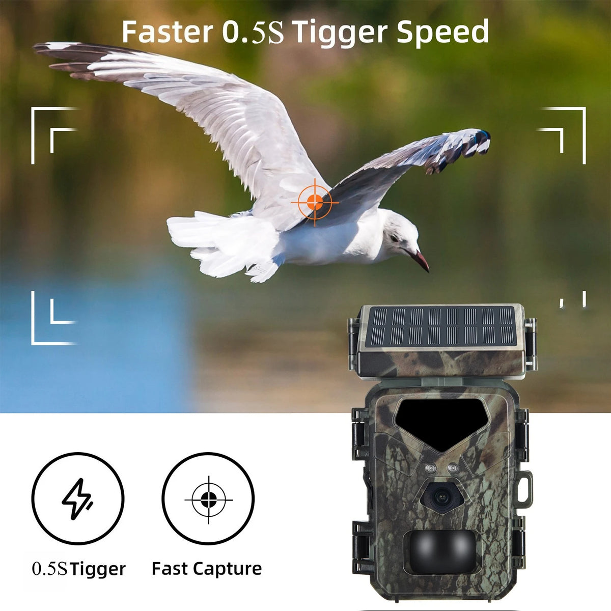 Suntekcam Mini Solar Trail Camera, 20MP 1080P Night Vision IP65 Waterproof, 0.5s Trigger Deer Scouting Wildlife Monitoring