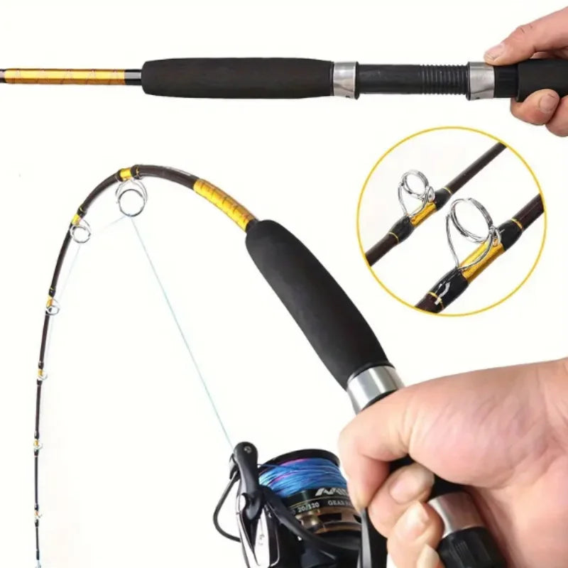 30-60LB Slow Jigging Rod 2 Sections Glass Trolling Rod Boat Fishing Rod, Spinning Saltwater Rod 2.1m/6.89ft 1.8m/5.91ft