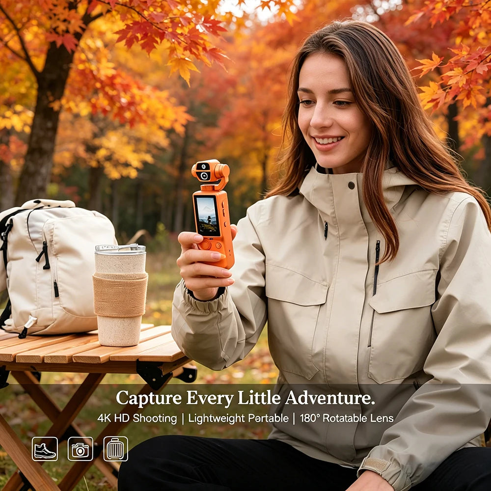 Q9 4K HD Pocket Video Camera Auto Focus 180° Rotatable Lens 32GB Outdoor Sports Vlog Cam for Meeting Travel Multi-color Option