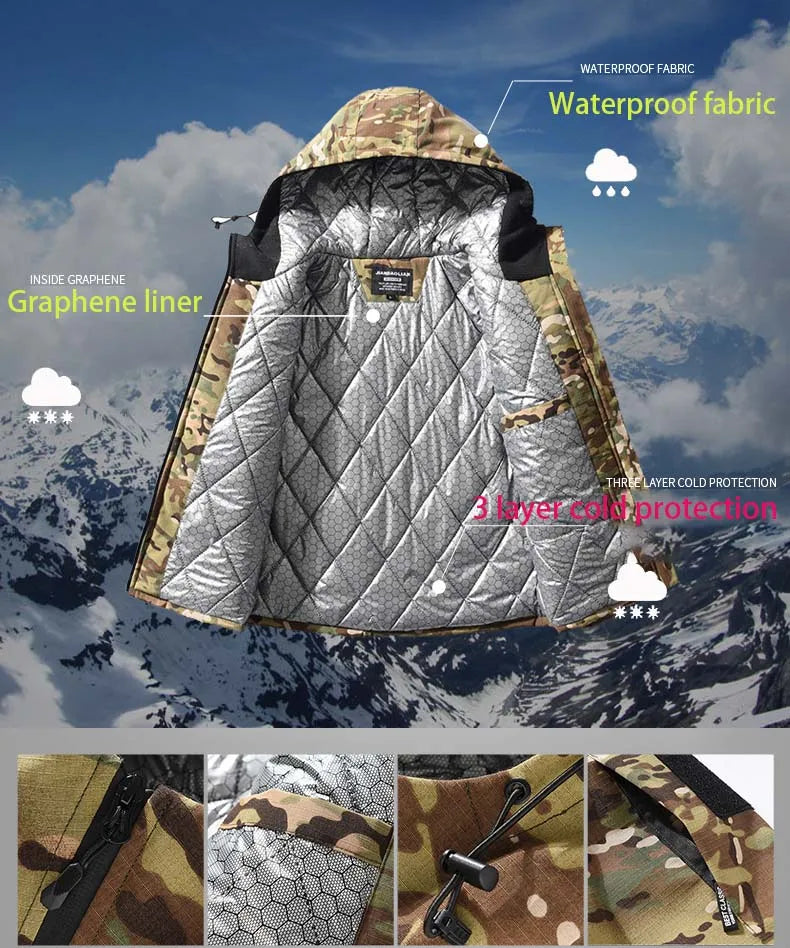 M65 Winter Parkas Men Tactical Jackets –30℃ Camo Heating Military Jacket Warm Hooded Hunting Coats Windbreaker Multicam Thermal