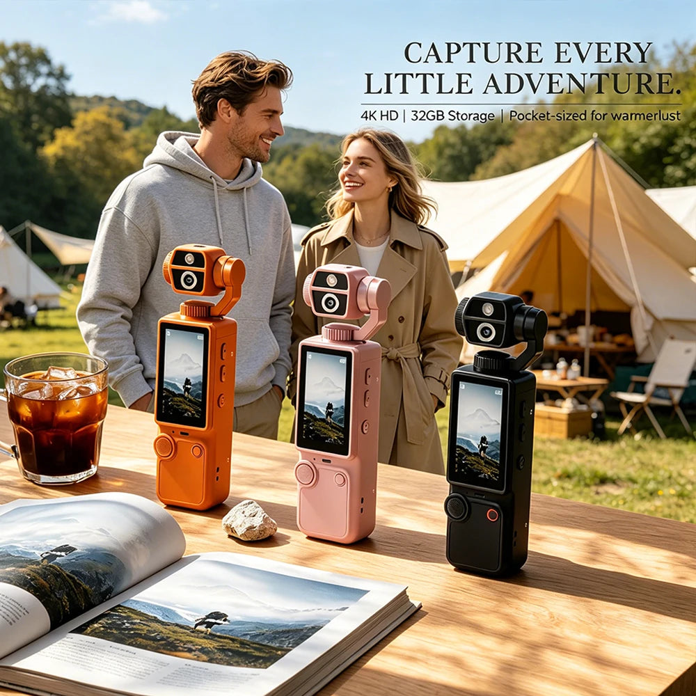 Q9 4K HD Pocket Video Camera Auto Focus 180° Rotatable Lens 32GB Outdoor Sports Vlog Cam for Meeting Travel Multi-color Option