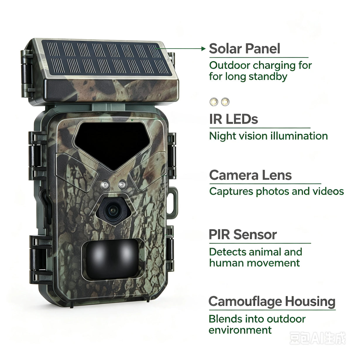 Suntekcam Mini Solar Trail Camera, 20MP 1080P Night Vision IP65 Waterproof, 0.5s Trigger Deer Scouting Wildlife Monitoring