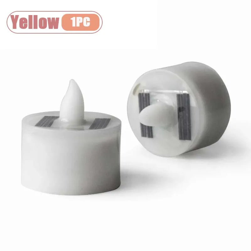 Solar Powered Candle Tea Lights Flameless Fake LED Electronic Candles Outdoor Christmas Small Tea Candles Home Decor