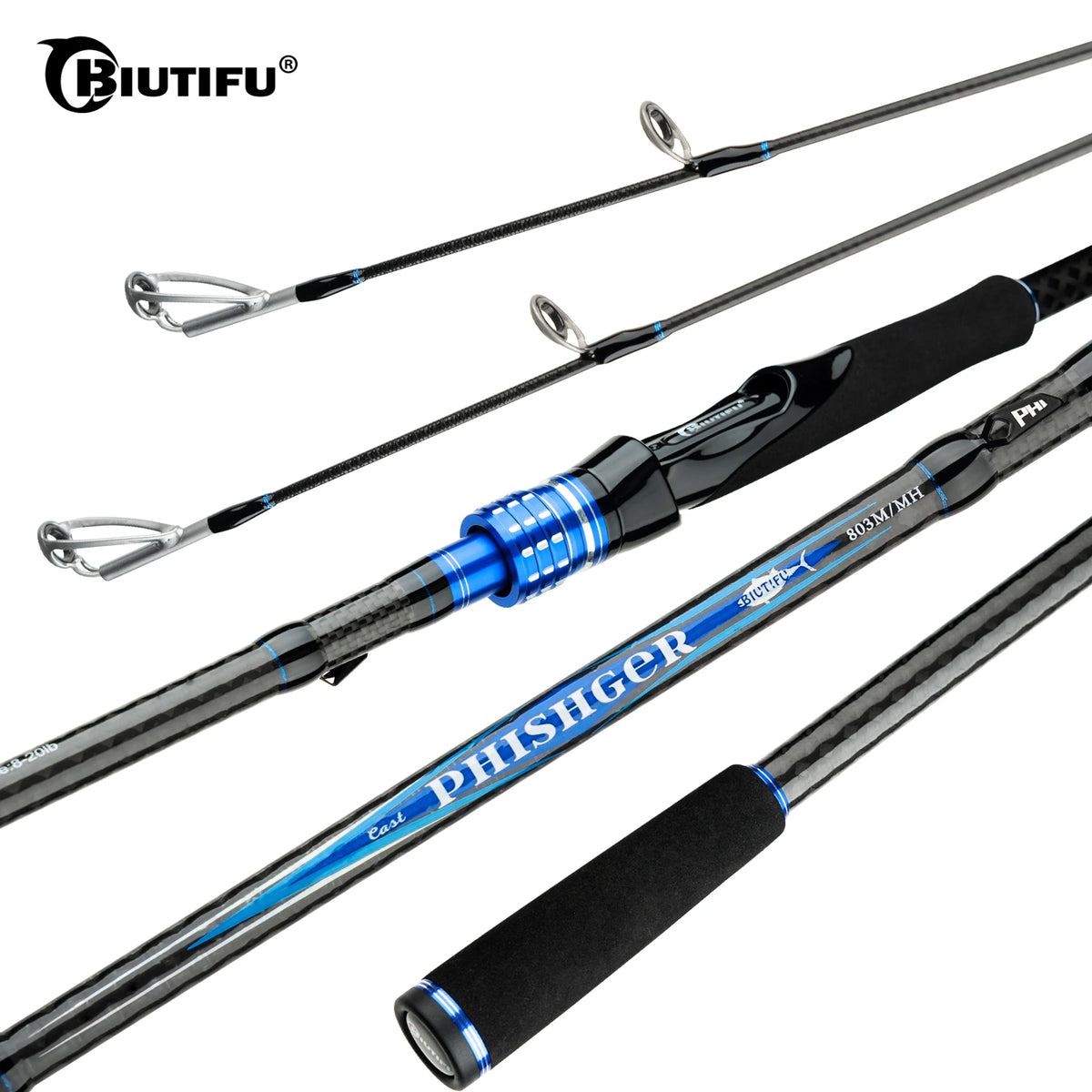 BIUTIFU Casting Spinning Lure Fishing Rods 1.68/2.1/2.4/2.7/3.0/3.3m 2Tips Baitcasting 3-80g Carbon Pole For Bass Seabass Trout